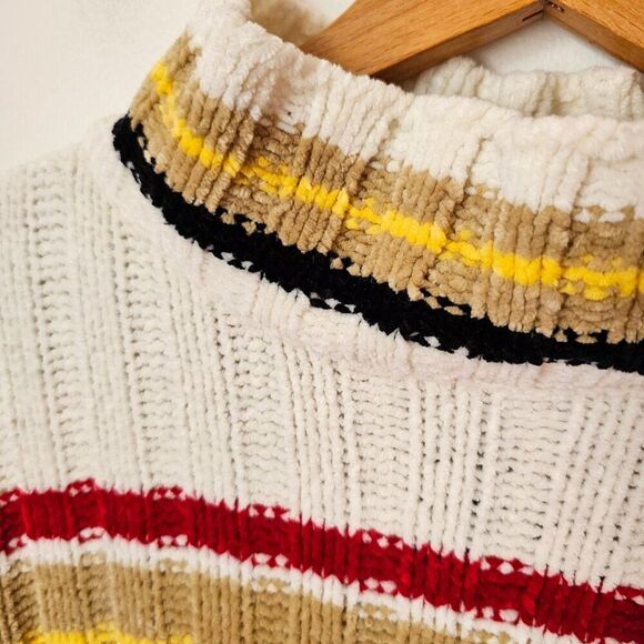 EUC VINTAGE STYLE NO BOUNDARIES MOCK NECK STRIPED CHENILLE SOFT SWEATER TOP L JR - Picture 10 of 16